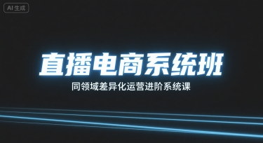 直播电商系统班，同领域差异化运营进阶系统课-副业网资源站