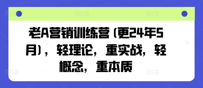 老A营销训练营(更25年7月)，轻理论，重实战，轻概念，重本质-副业网资源站