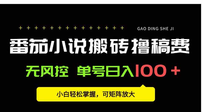番茄小说创作人搬砖赚稿费，无风控单号日入100＋，小白轻松掌握，可矩…-副业网资源站