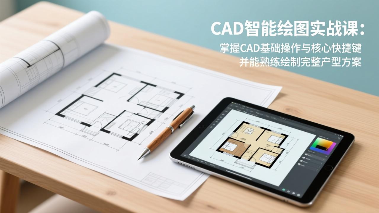 CAD智能绘图实战课：掌握CAD基础操作与核心快捷键，并能熟练绘制完整户型方案-副业网资源站