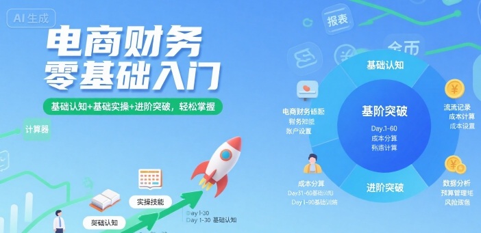 电商财务零基础入门，基础认知+基础实操+进阶突破，轻松掌握-副业网资源站