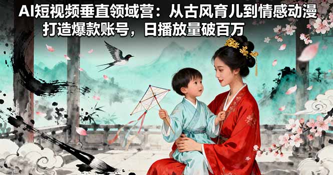 AI短视频垂直领域营：从古风育儿到情感动漫，打造爆款账号,日播放量破百万-副业网资源站