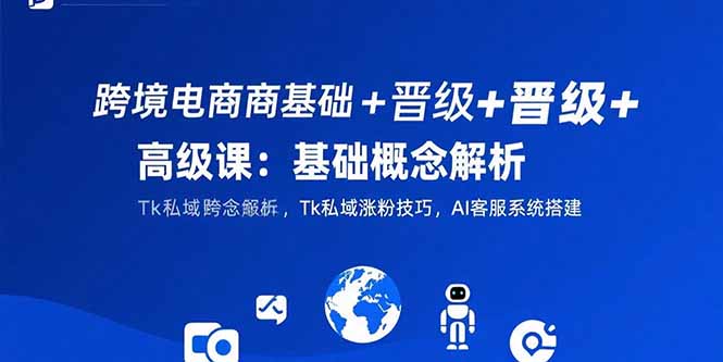 跨境电商基础+晋级+高级课：基础概念解析,Tk私域涨粉技巧,AI客服系统搭建-副业网资源站
