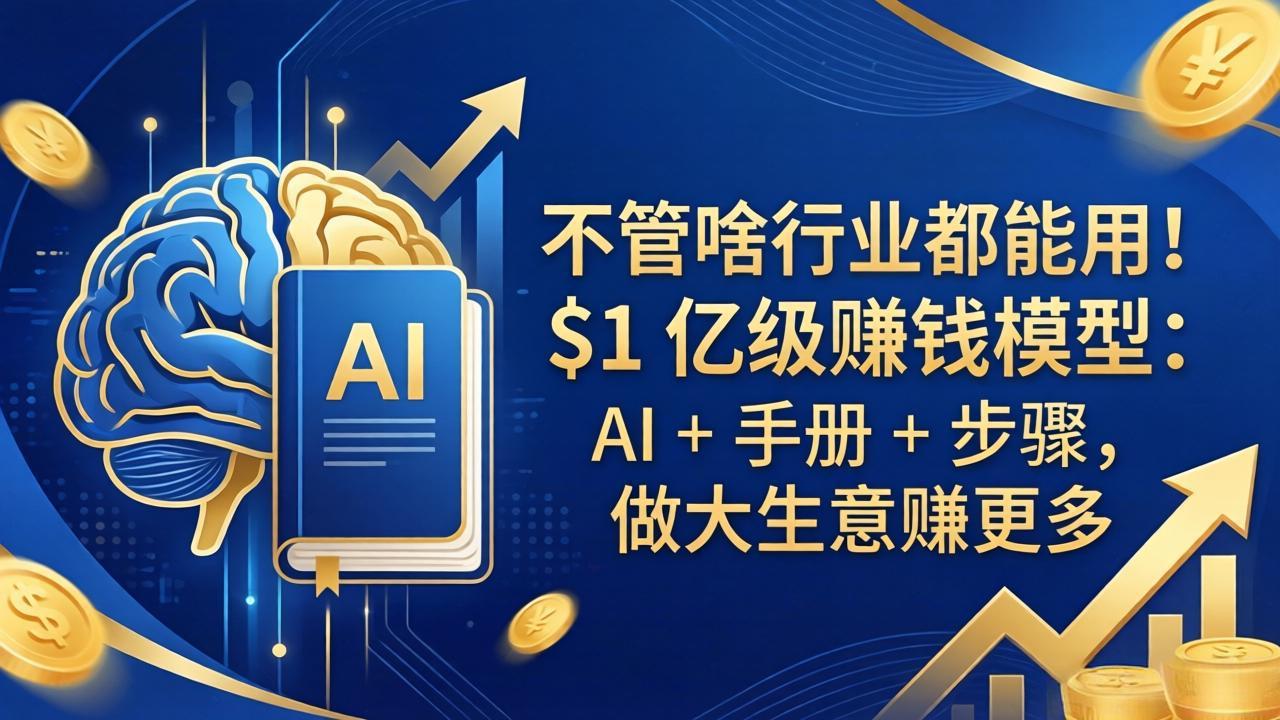 不管啥行业都能用！$1 亿级赚钱模型：AI + 手册 + 步骤，做大生意赚更多-副业网资源站