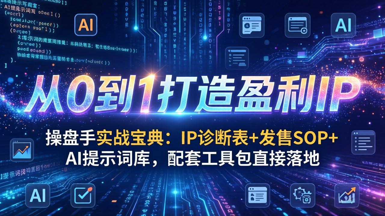 操盘手实战宝典：IP诊断表+发售SOP+AI提示词库，配套工具包直接落地，从0到1打造盈利IP-副业网资源站