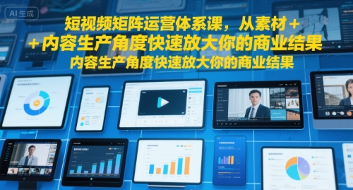 短视频矩阵运营体系课，从素材+内容生产角度快速放大你的商业结果-副业网资源站