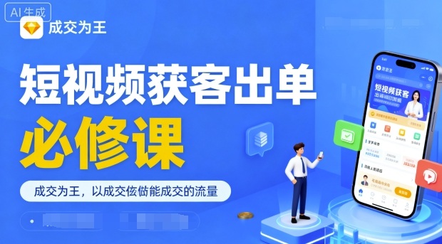 短视频获客出单必修课，成交为王，以成交为导向，直接做能成交的流量-副业网资源站