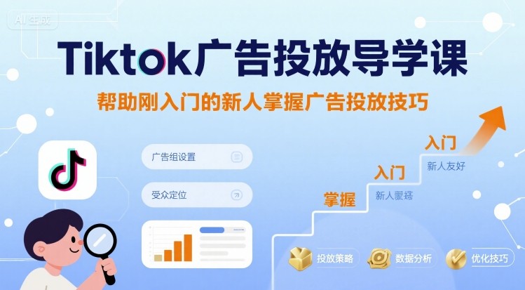 Tiktok广告投放导学课，帮助刚入门的新人掌握广告投放技巧-副业网资源站