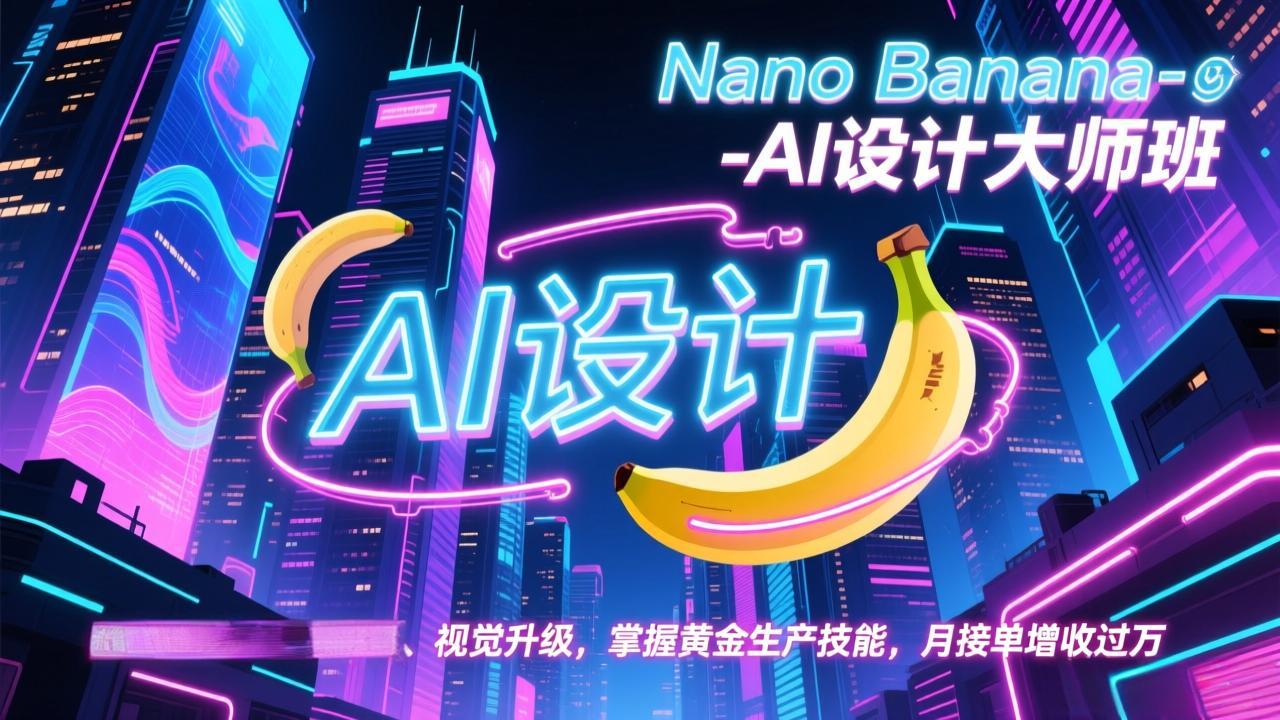 Nano Banana-AI设计大师班，修图合成、广告创作、视觉升级，掌握黄金生产技能，月接单增收过万-副业网资源站