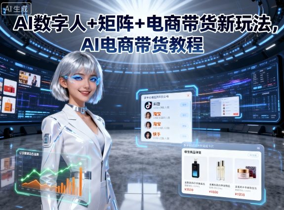 AI数字人+矩阵+电商带货新玩法，AI电商带货教程-副业网资源站