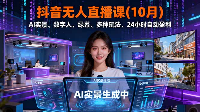 抖音无人直播课(10月-副业网资源站