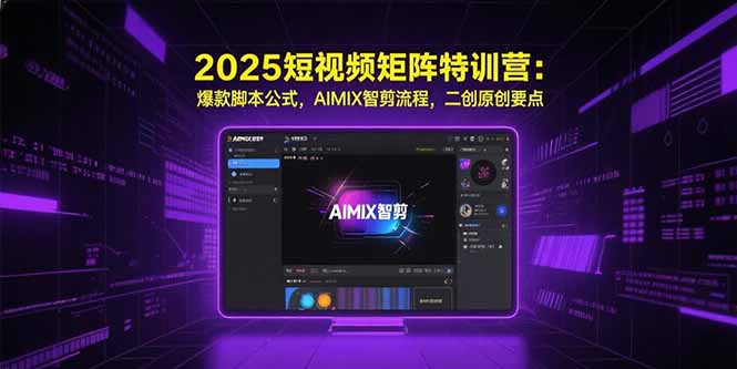 2025短视频矩阵特训营：爆款脚本公式，AIMIX智剪流程，二创原创要点-副业网资源站