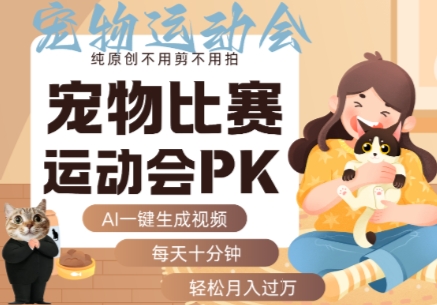 AI一键生成宠物比赛运动会PK视频，纯原创不用剪不用拍，每天十分钟，轻松月入过1W+-副业网资源站