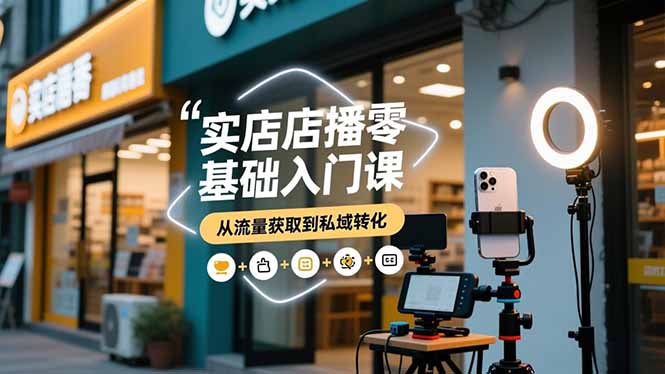 实体店播零基础入门课，实体店+短视频+直播+微信生态+私域社群，从流量获取到私域转化-副业网资源站