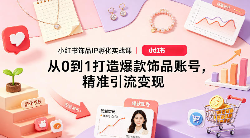 小红书饰品IP孵化实战课｜从0到1打造爆款饰品账号，精准引流变现-副业网资源站