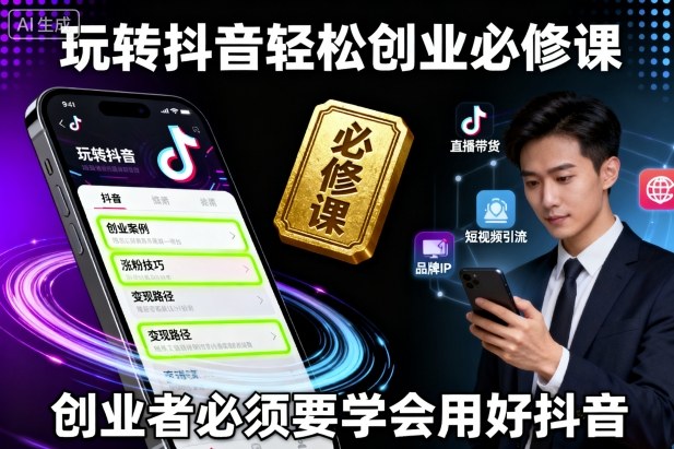 玩转抖音轻松创业必修课，创业者必须要学会用好抖音-副业网资源站