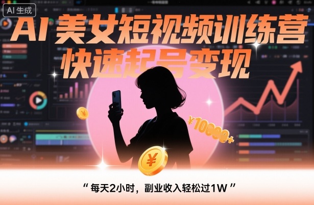 AI美女短视频训练营，快速起号变现，每天2小时，副业收入轻松过1W-副业网资源站