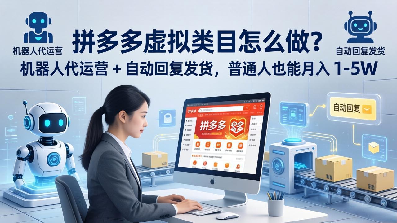 拼多多虚拟类目怎么做？机器人代运营 + 自动回复发货，普通人也能月入 1-5W-副业网资源站