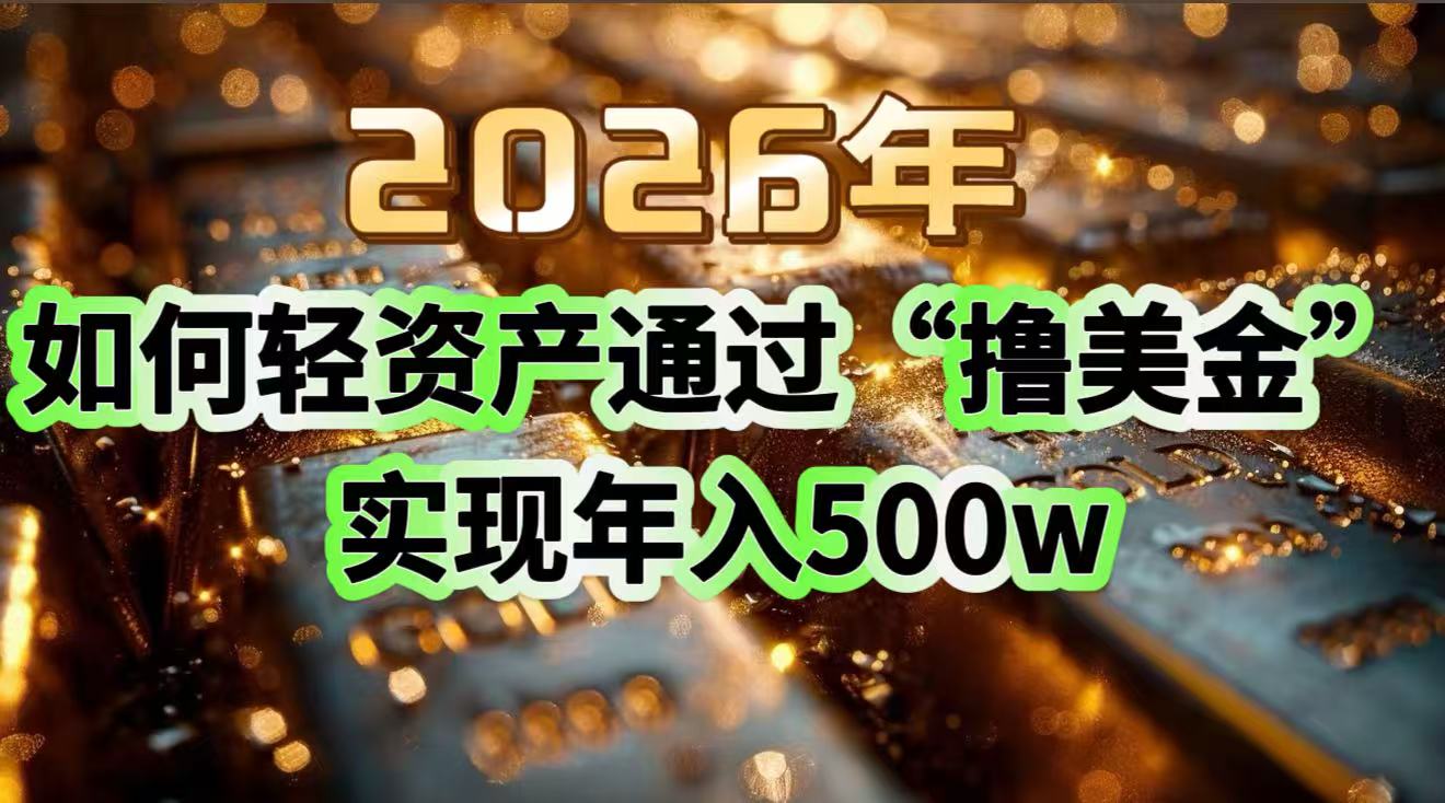 2026年如何轻资产通过“撸美金”实现年入500w-副业网资源站
