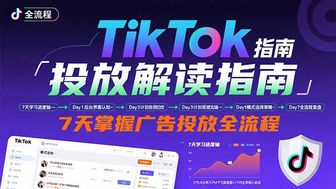 TikTok投放解读指南：后台操作/计划建立/模式选择，7天掌握广告投放全流程-副业网资源站