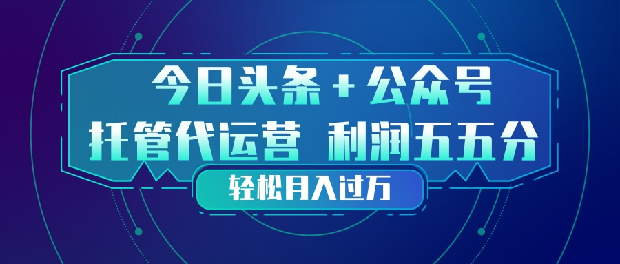 头条加公众号 托管代运营 利润分成模式 轻松月入过万-副业网资源站