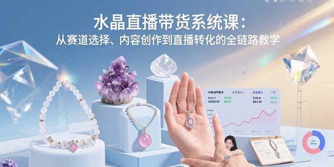 水晶直播带货系统课：从赛道选择、内容创作到直播转化的全链路教学-副业网资源站