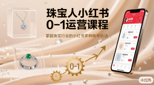珠宝人小红书0-1运营课程，掌握珠宝行业的小红书多种账号玩法-副业网资源站