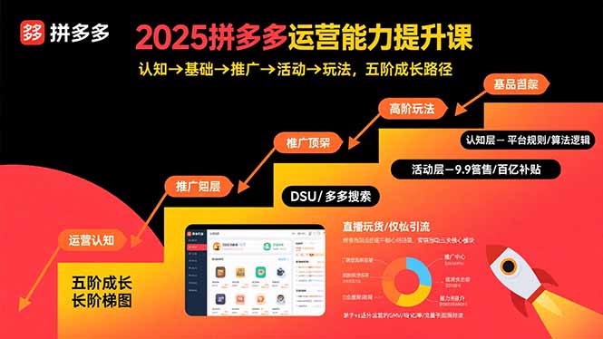 2025拼多多运营能力提升课：认知→基础→推广→活动→玩法，五阶成长路径-副业网资源站