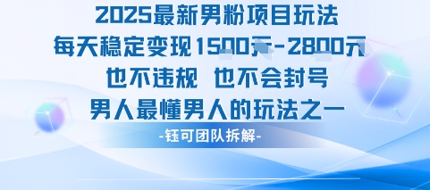 2025最新男粉项目玩法每天变现1k+也不违规也不会封号男人最懂男人的玩法-副业网资源站