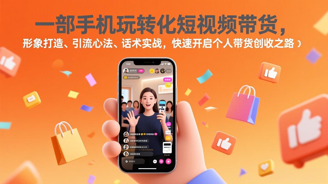 一部手机玩转化短视频带货，形象打造、引流心法、话术实战，快速开启个人带货创收之路-副业网资源站