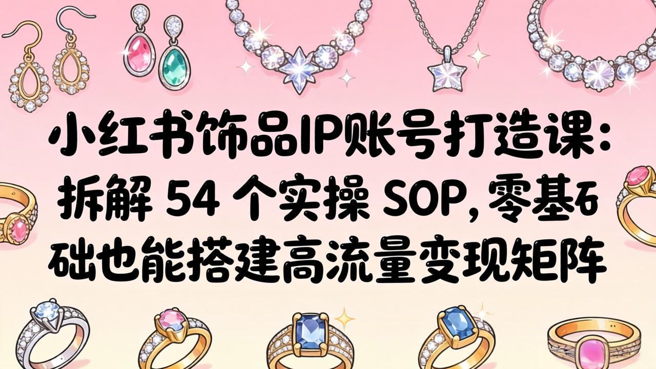 小红书饰品IP账号打造课：拆解 54 个实操 SOP，零基础也能搭建高流量变现矩阵-副业网资源站
