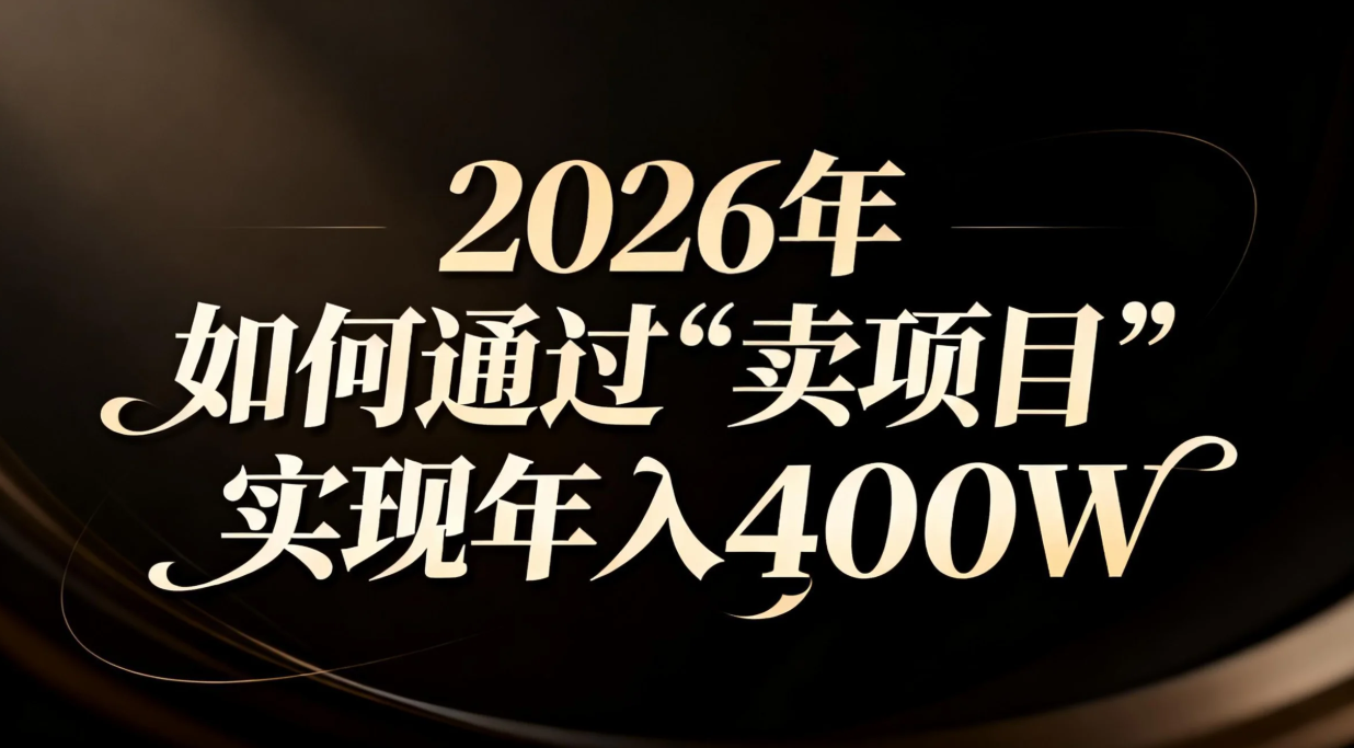 2026年如何通过“卖项目”实现年入百万-副业网资源站