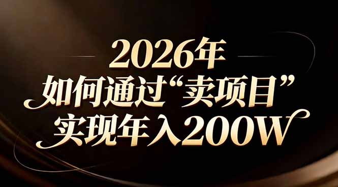 站在2026年的十字路口：一个普通人如何通过卖项目实现年入200万-副业网资源站