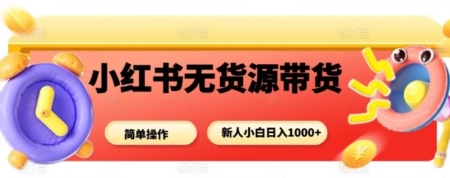 小红书无货源带货项目，简单无脑，新人小白日入多张-副业网资源站