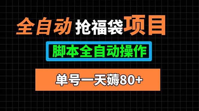 全自动抢福袋项目，单号一天80+脚本全自动操作-副业网资源站