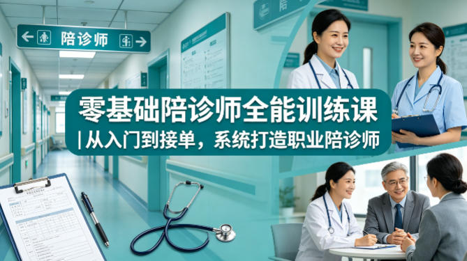 零基础陪诊师全能训练课｜从入门到接单，系统打造职业陪诊师-副业网资源站