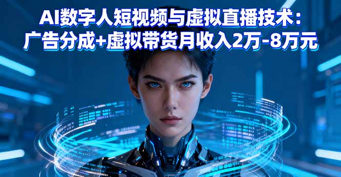 AI数字人短视频与虚拟直播技术：广告分成+虚拟带货月收入2万-8万元-副业网资源站