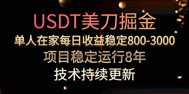 USDT美刀掘金，单人每日收益800-3000，稳定运行8年-副业网资源站