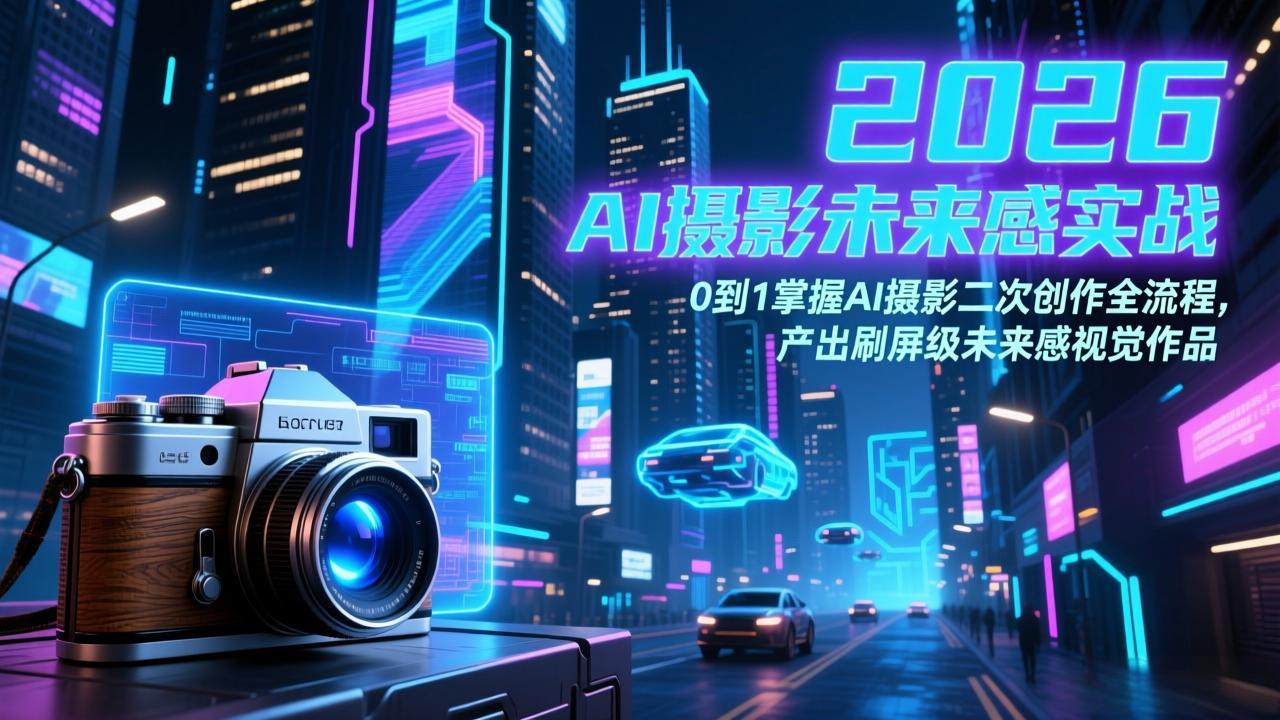 2026 AI摄影未来感实战：0到1掌握AI摄影二次创作全流程，产出刷屏级未来感视觉作品-副业网资源站