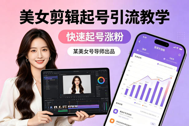 某美女号导师出品：美女剪辑起号引流教学，快速起号涨粉-副业网资源站