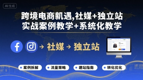 跨境电商新机遇，社媒+独立站，实战案例教学+系统化教学-副业网资源站