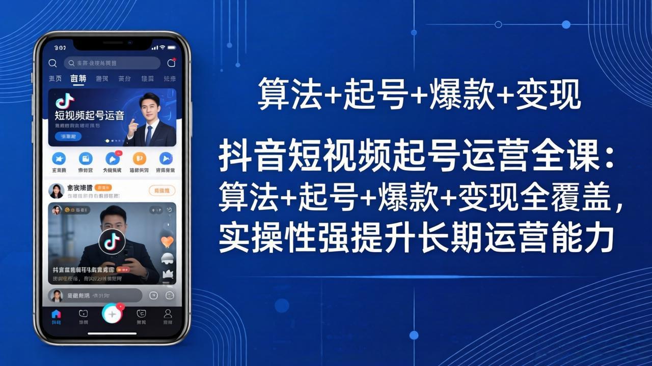 抖音短视频起号运营全课：算法+起号+爆款+变现全覆盖，实操性强提升长期运营能力-副业网资源站