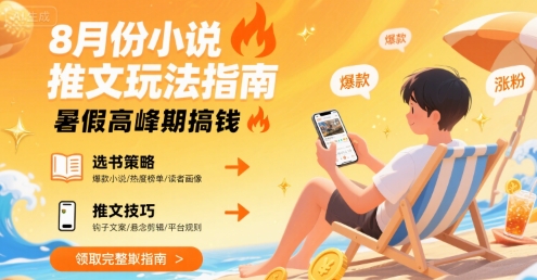 8月份小说推文玩法指南，暑假高峰期搞钱-副业网资源站