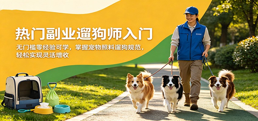 热门副业遛狗师入门，无门槛零经验可学，掌握宠物照料遛狗规范，轻松实现灵活增收-副业网资源站