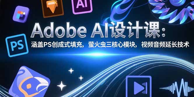 Adobe AI设计课：涵盖PS创成式填充，萤火虫三核心模块，视频音频延长技术-副业网资源站