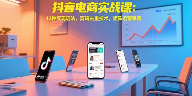 抖音电商实战课：12种变现玩法，剪辑去重技术，矩阵运营策略-副业网资源站