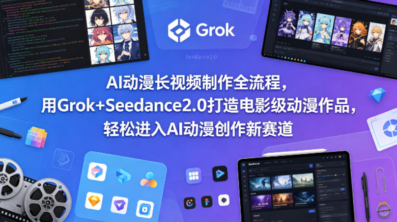 AI动漫长视频制作全流程，用Grok+Seedance2.0打造电影级动漫作品，轻松进入AI动漫创作新赛道-副业网资源站