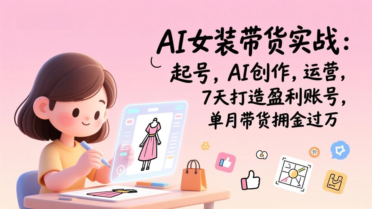 AI女装带货实战：起号，AI创作，运营，7天打造盈利账号，单月带货佣金过万-副业网资源站