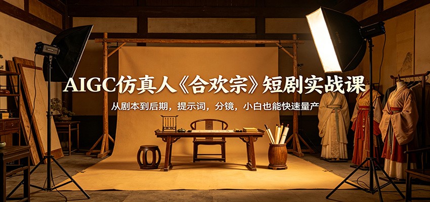 AIGC仿真人《合欢宗》短剧实战课：从剧本到后期，提示词，分镜，小白也能快速量产-副业网资源站