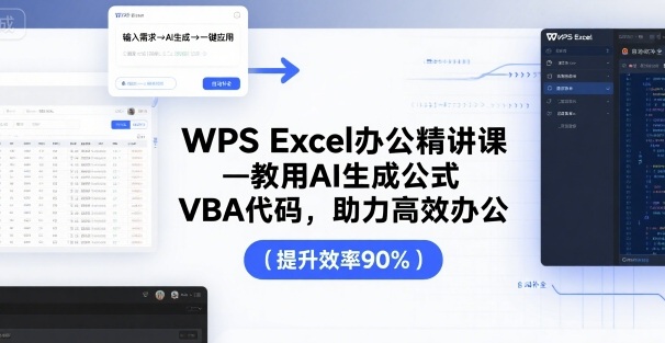 WPS Excel办公精讲课，教用 AI 生成公式，VBA 代码，助力高效办公-副业网资源站